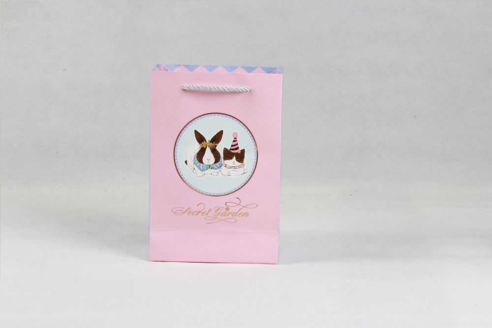 粉色卡通禮品白卡紙袋 粉色卡通禮品白卡紙袋