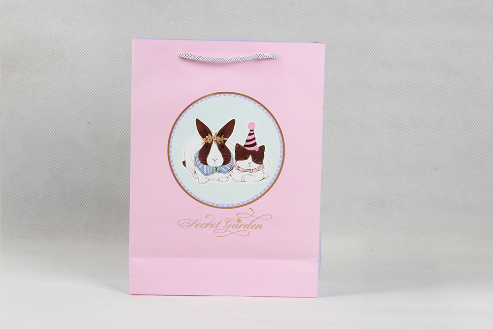 粉色卡通禮品白卡紙袋 粉色卡通禮品白卡紙袋